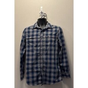 Wrangler‎ ATG Men's Small Blue/Gray Plaid Vented Hiking Fishing Shirt  Outdoor
